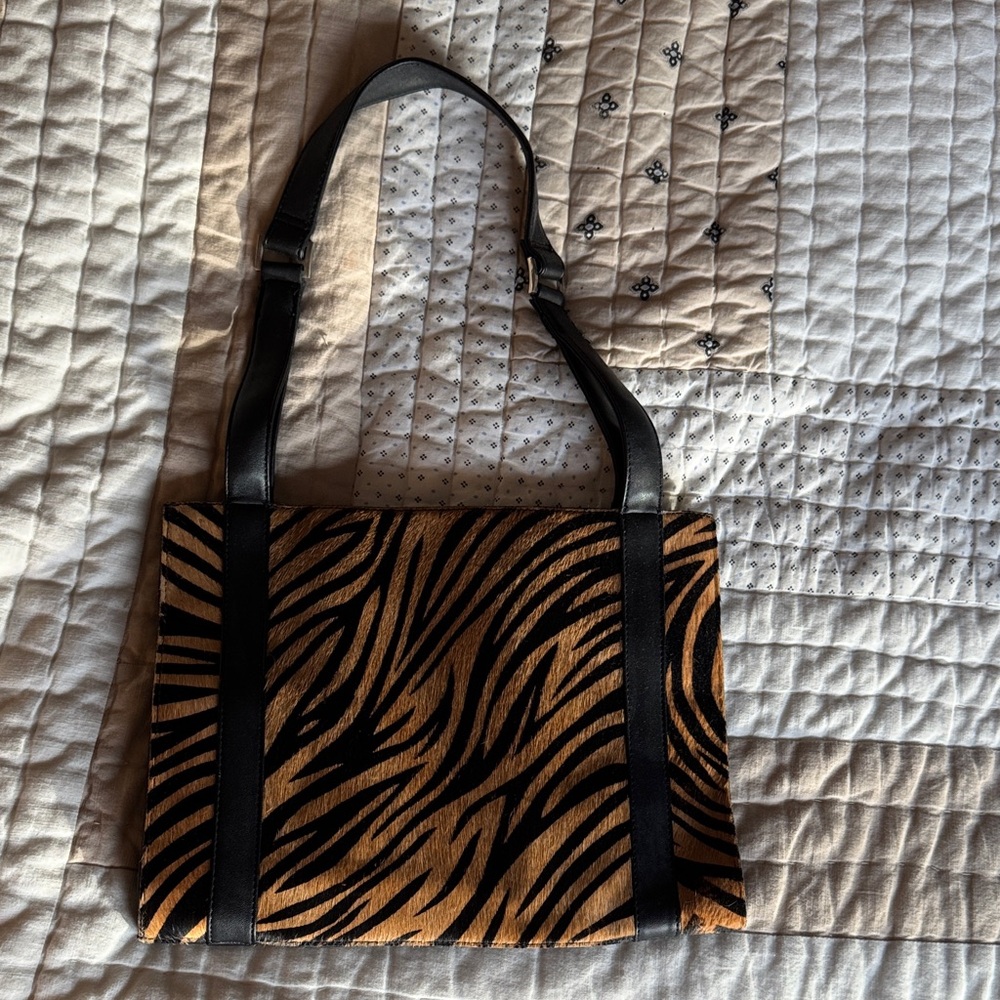 Vintage Enzo Angiolini Animal Print Calf hair & leather Bag